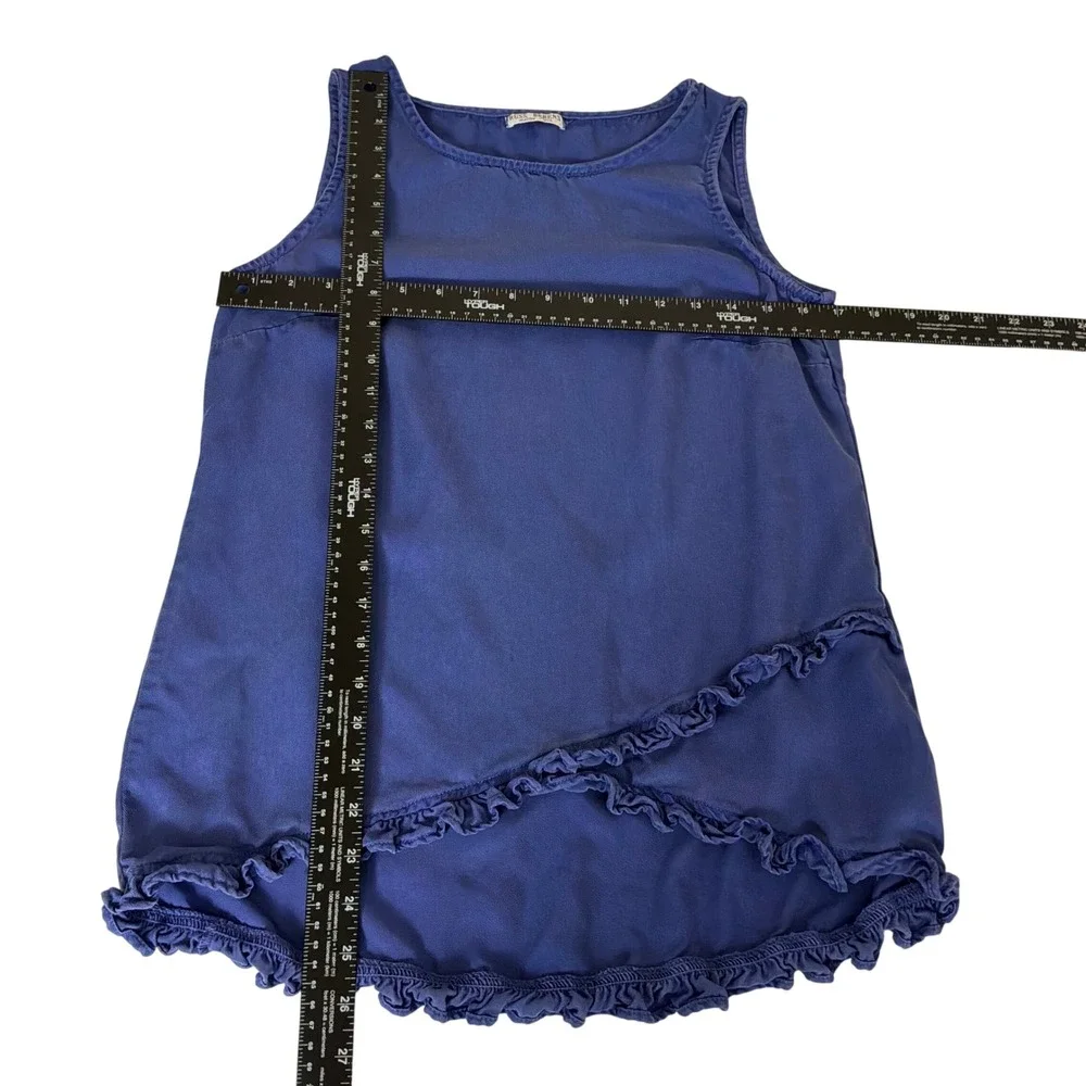 Russ Berens Malibu USA 2 Piece Set XS Blue Excellent Vintage Ruffle Tencel
